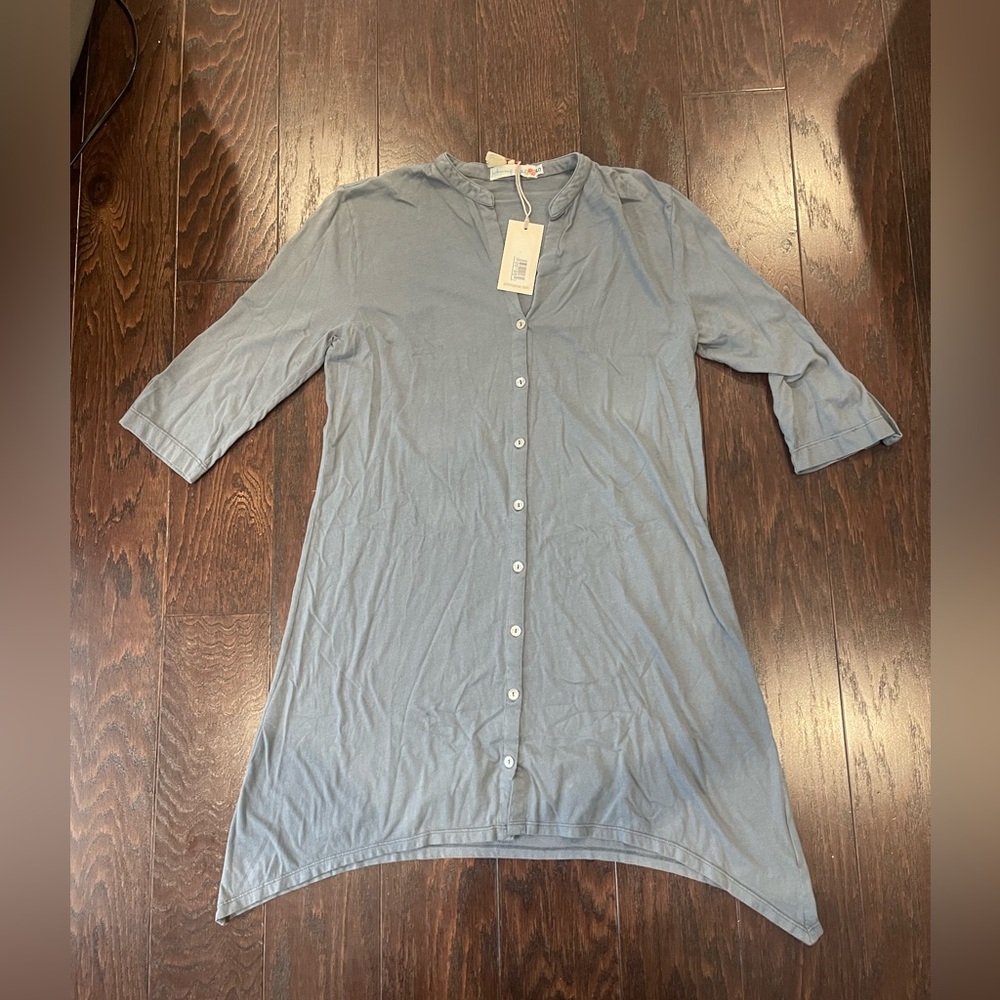 Johnny Was Oversized Gray Blue Tunic Top Women Size Small USA NEW